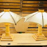70s bamboo parasol lamps