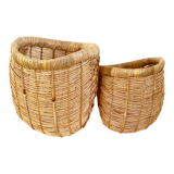 Vintage rattan corner baskets