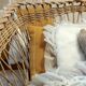 Rattan and wrought iron cradle