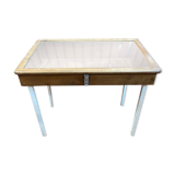 Vitrine de table en bois de noyer et verre à poser modèle de magasin avec vitre lourde