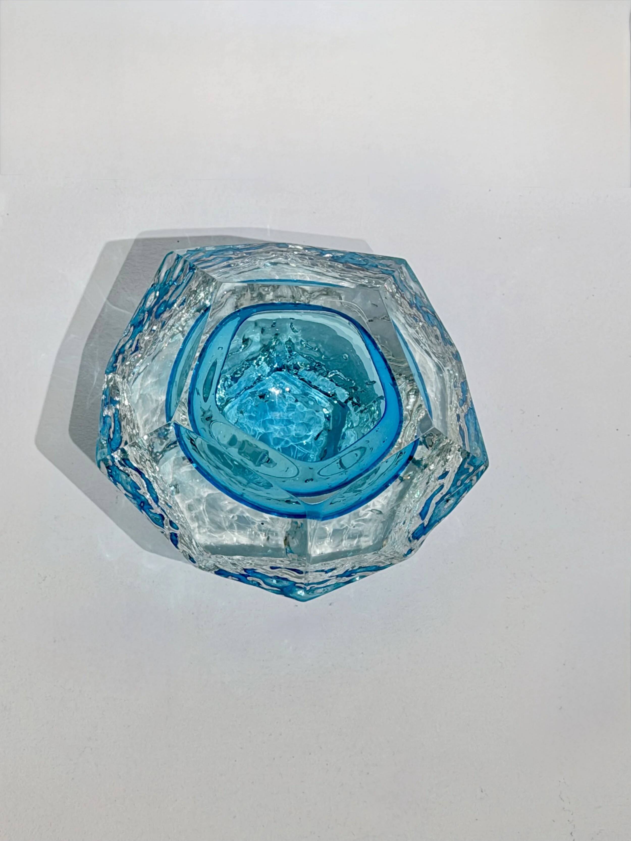 Sommerso trinket tray - Murano blown glass, Italy 1970