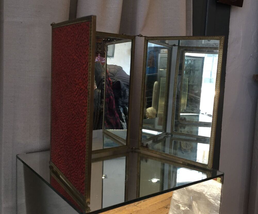 Miroir de barbier triptyique vintage