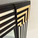 Grand miroir vintage année 70 design DEKNUDT décor géométrique bois