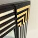 Large vintage mirror from the 1970s, DEKNUDT design, geometric wood decor