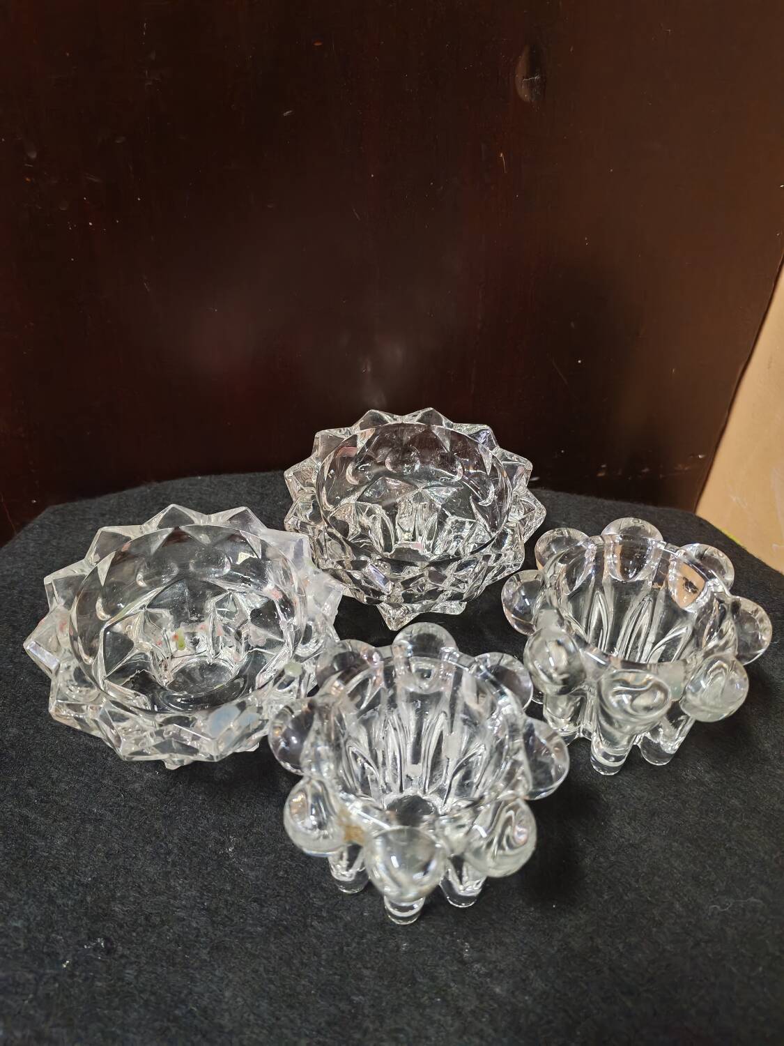Set of glass candle holders from Reims