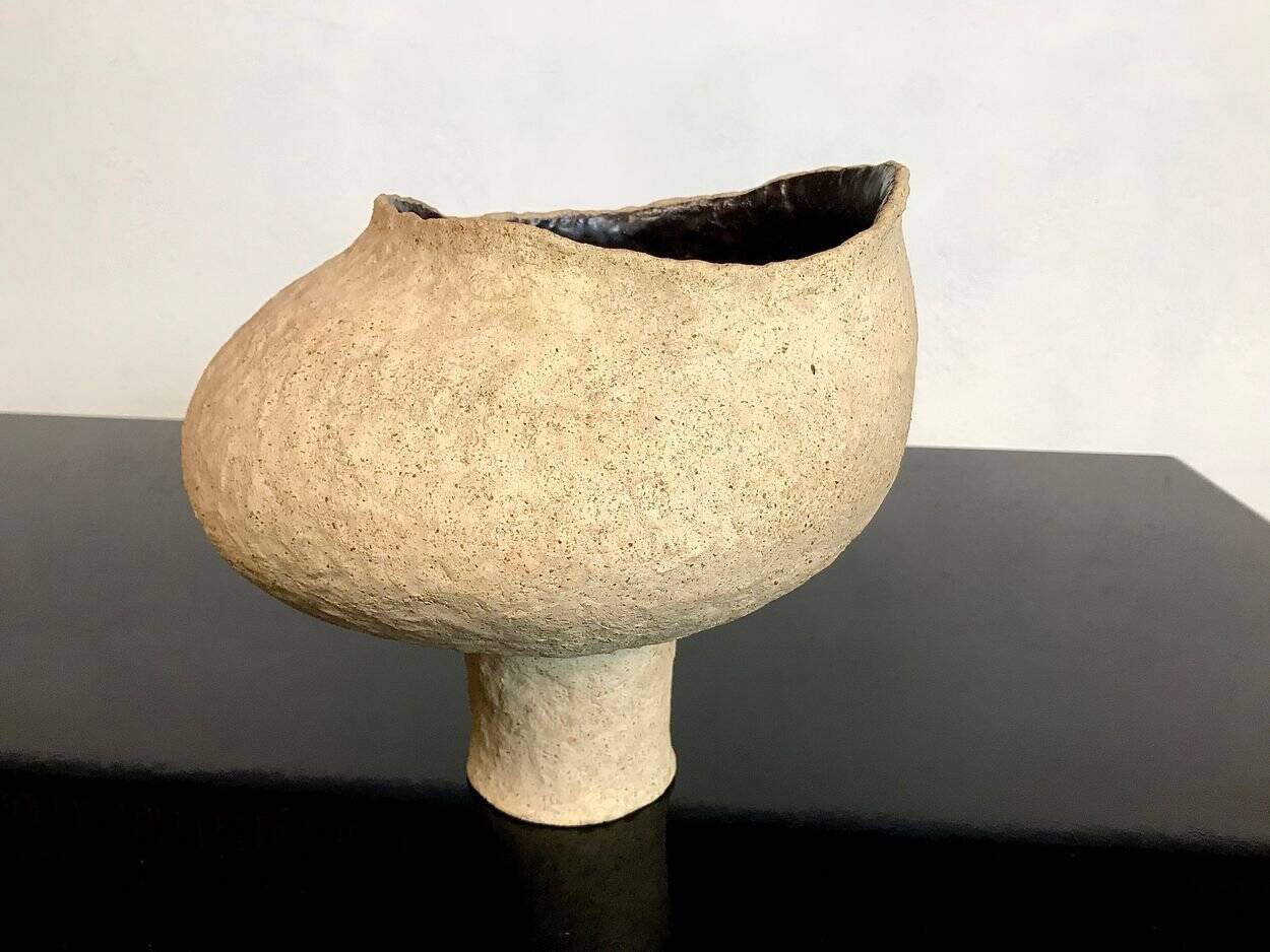 Sculptural studio ceramic art pottery vase, Germany 1966