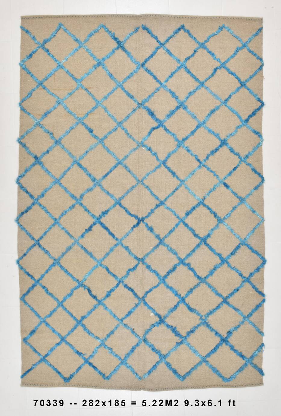 6x9 Beige & Blue Handmade Moroccan Rug, 185x282Cm SK 7339