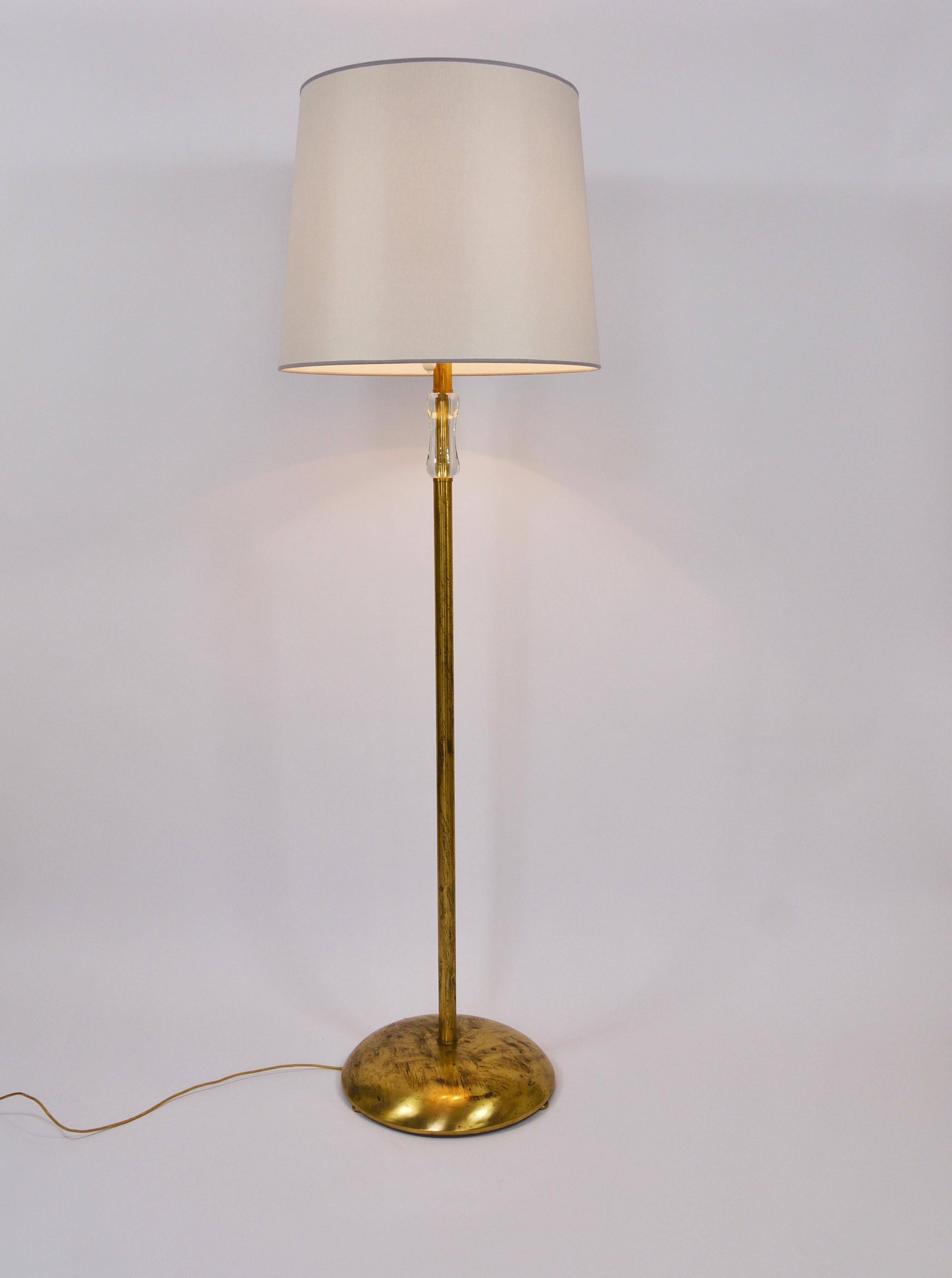 Bakalowits floor lamp from Vienna in solid brass with a glass handle, Austria, 1950s.