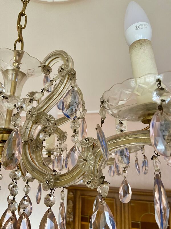 Lustre cristal vénitien Marie-Thérèse ancien rococo vintage French chandelier Louis XV 1970-80s