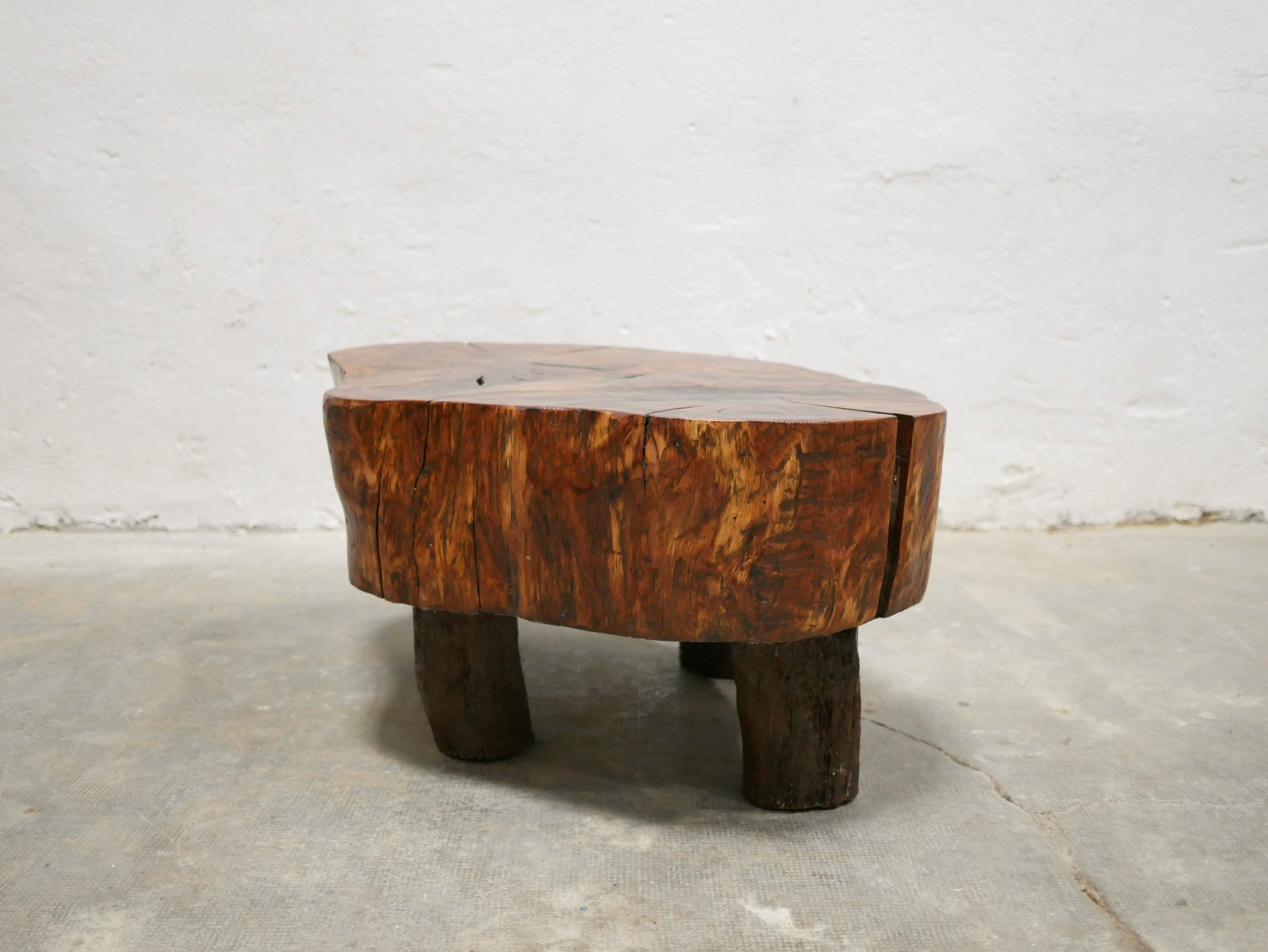 Vintage brutalist coffee table in solid wood