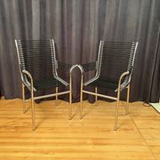 Pair of "Sandows" chairs designed by Rene Herbst, Bauhaus, France, 1980s