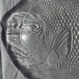 Large fish plate transparent glass Arcoroc vintage L38.5