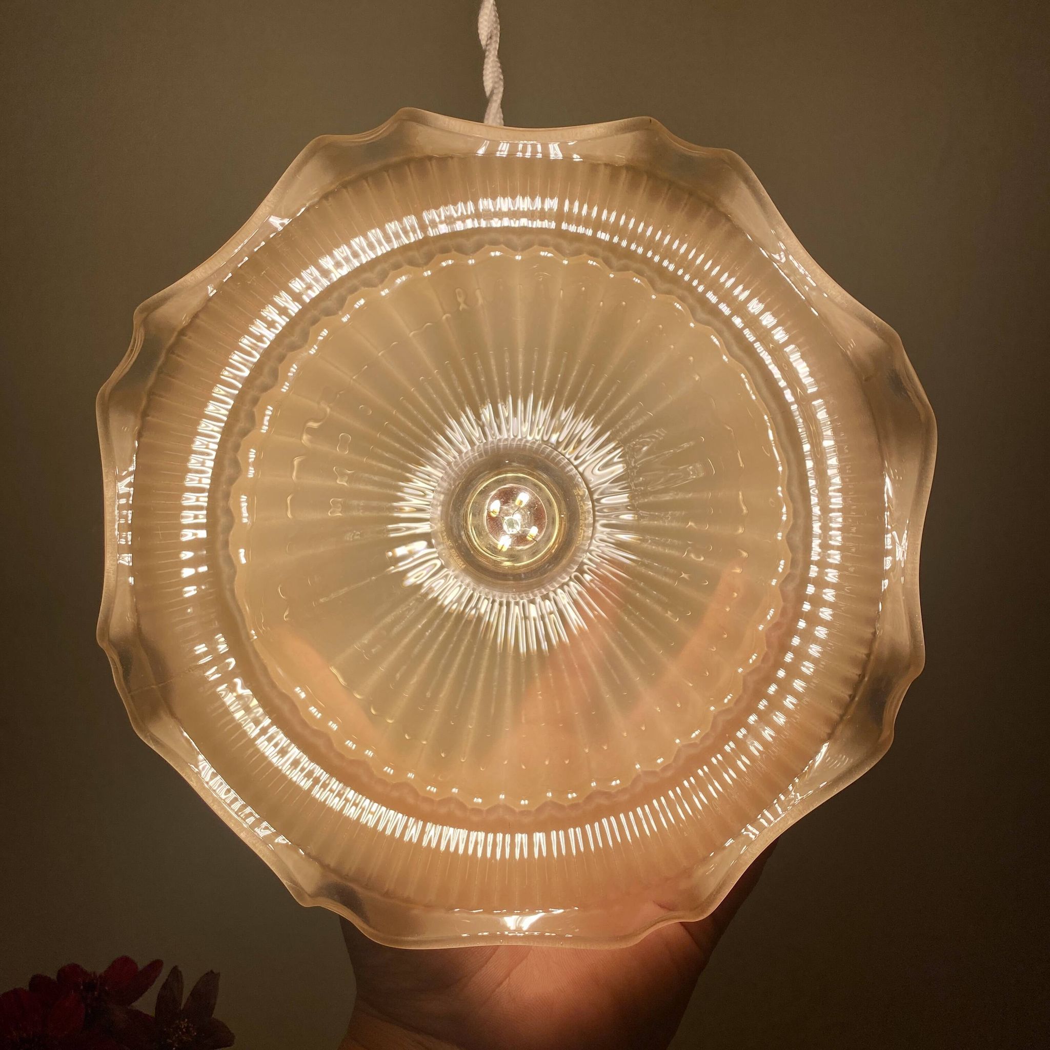 Vintage pink frosted glass lampshade pendant light