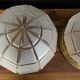 Pair of Art Deco ceiling lamps in bronze and chiseled glass