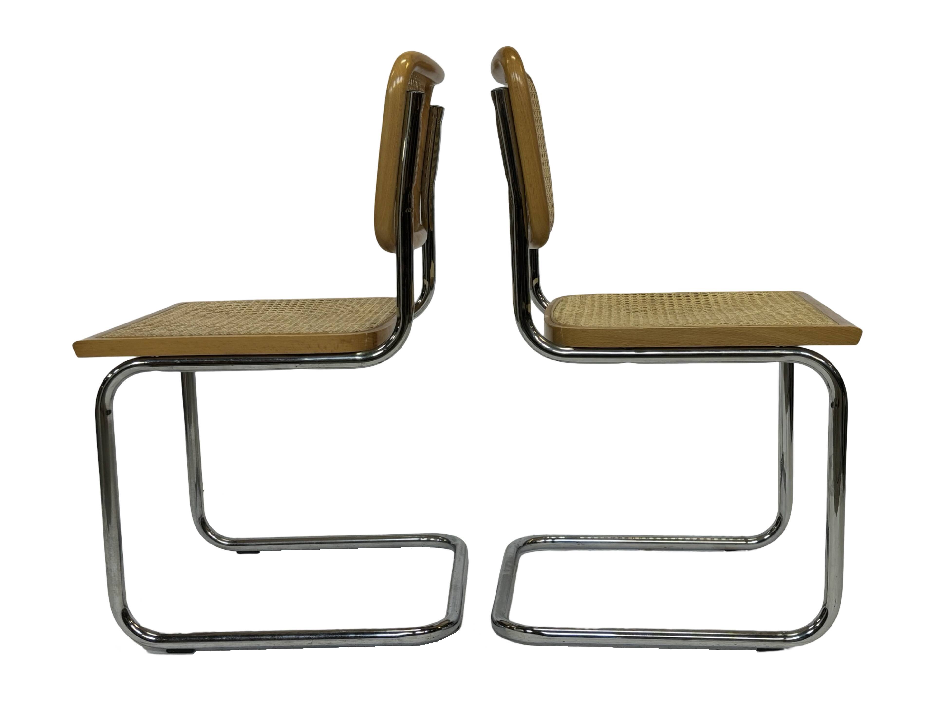 Set of 4 chairs Cesca B32 designed by Marcel Breuer design made in Italy