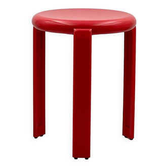 80s Red Melamine Stool by Metalplastica Lucchese - Italian Vintage Minimalist Decor