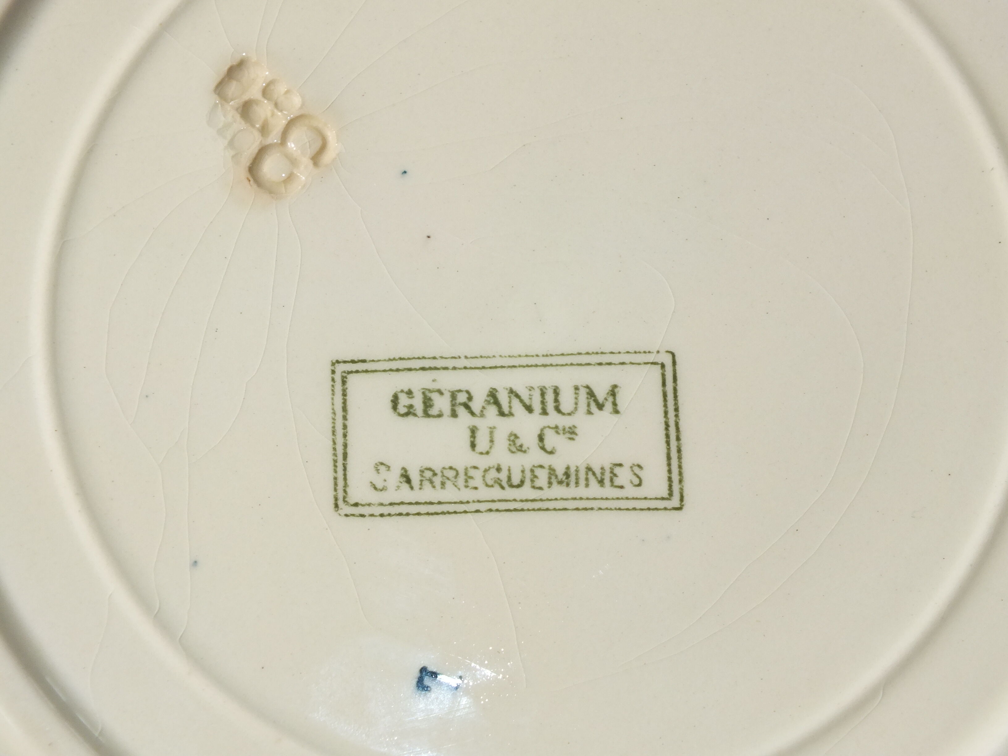 7 flat plates terre de fer sarreguemines u&c geranium