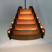 Scandinavian pendant light by Linus Bopp Limbach in pine slats. 1960s