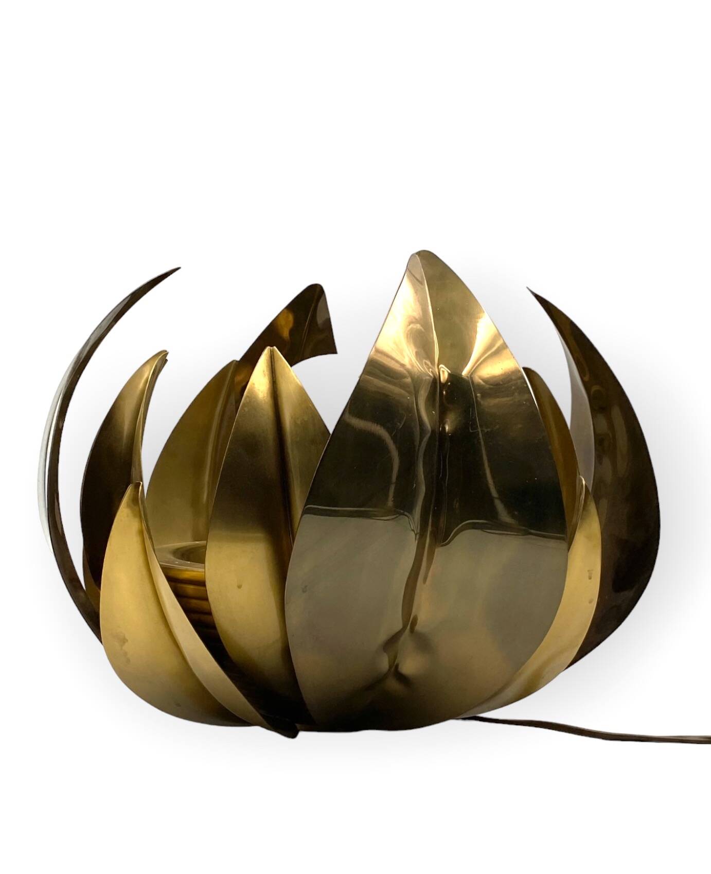 Lotus flower brass floor/table lamp, attr. Bottega Gadda, Italy, 1970