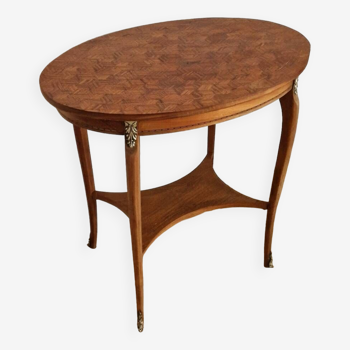 Marquetry pedestal table mid-20th century