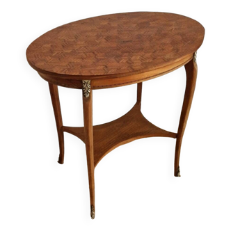 Marquetry pedestal table mid-20th century