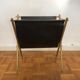 Porte revues vintage cuir et métal doré