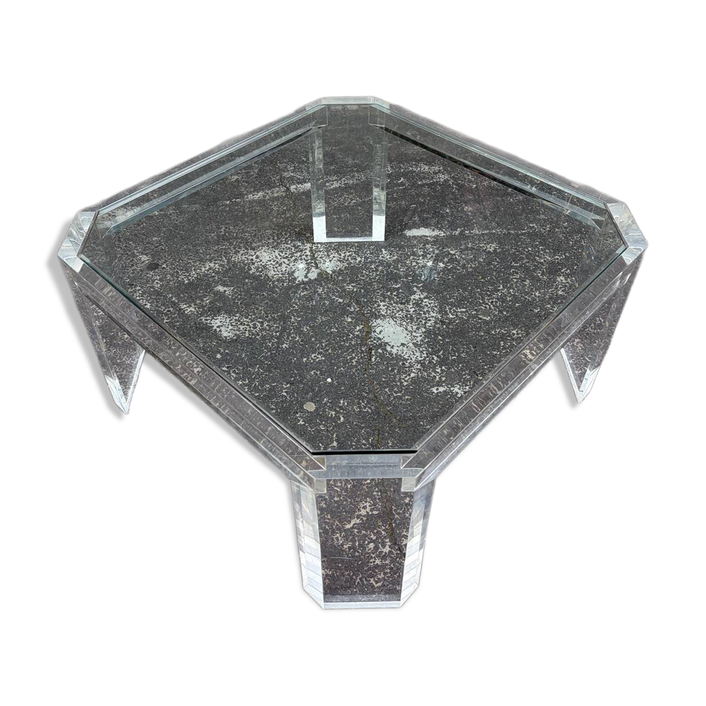 Table basse octogonale Lucite David Lange années 1970