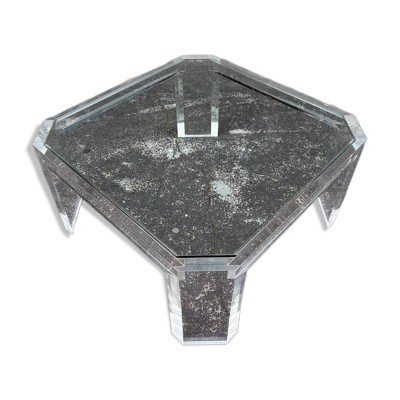 Table basse octogonale Lucite David Lange années 1970