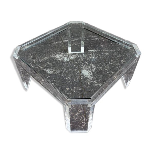 Table basse octogonale Lucite David Lange années 1970