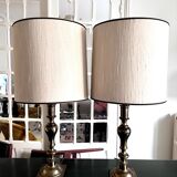 pair of american brass lamps