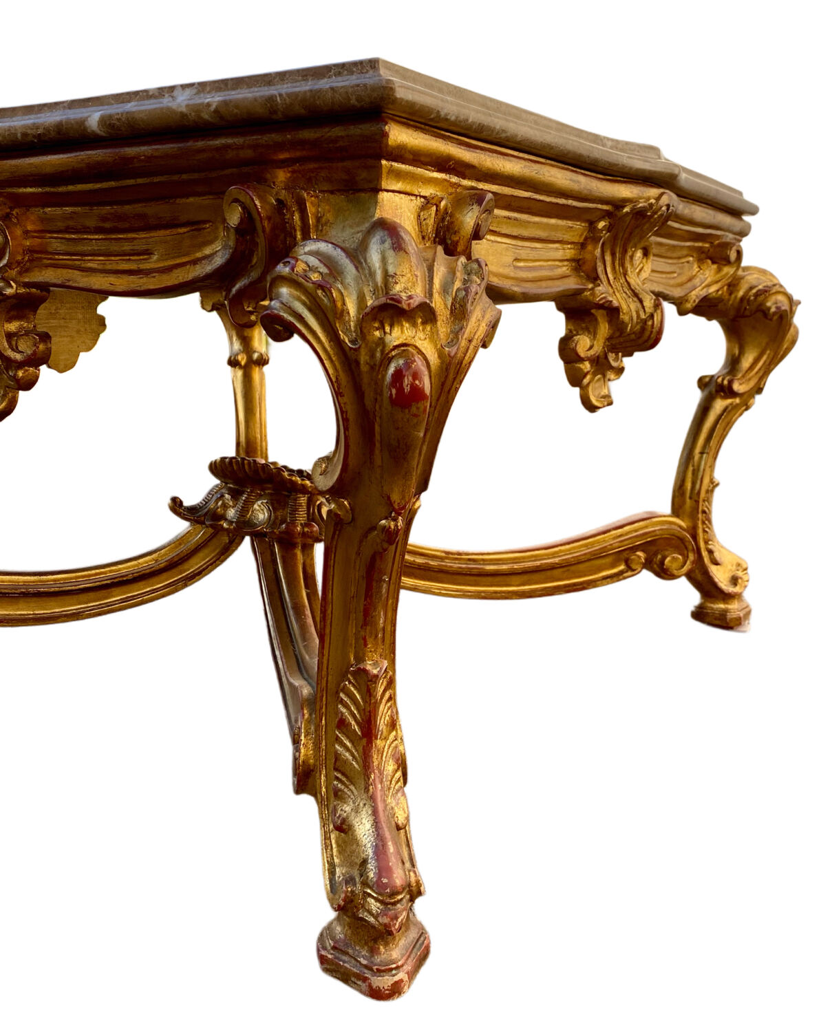 Table de milieu en bois doré table basse Louis XVI