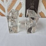 Pair of designer glass candle holders