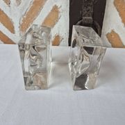 Paire de bougeoirs verre design