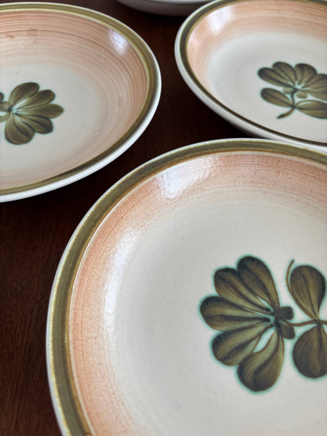 set of 6 floral deep plates Gien - vintage floral plate service KA