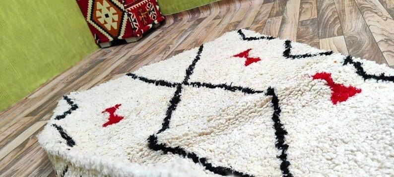 Traditional pure wool rug, natural, 100x200 cm