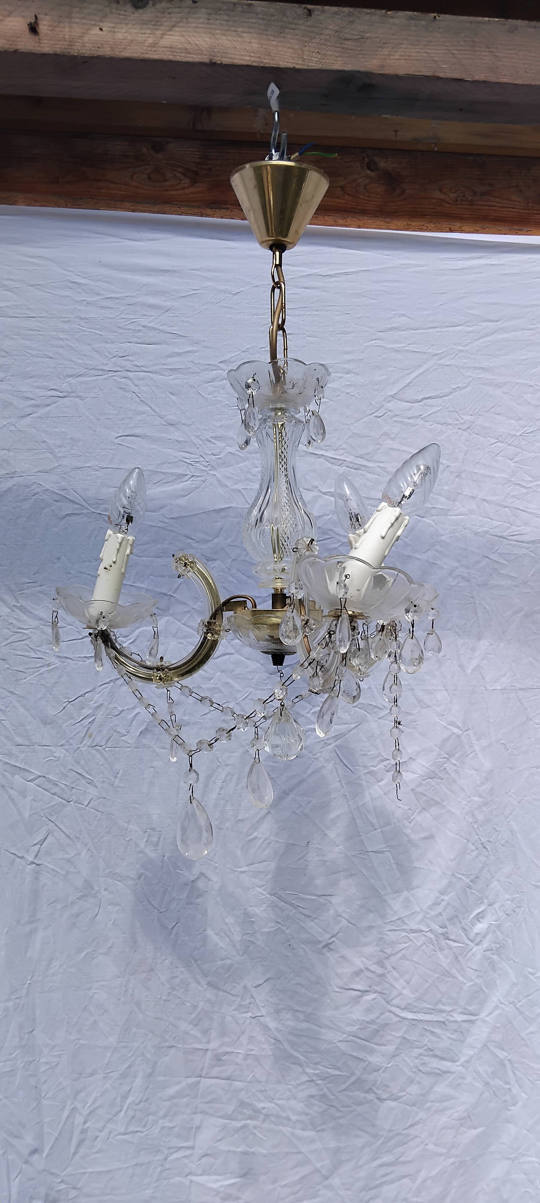 4 vintage crystal chandelier pendants