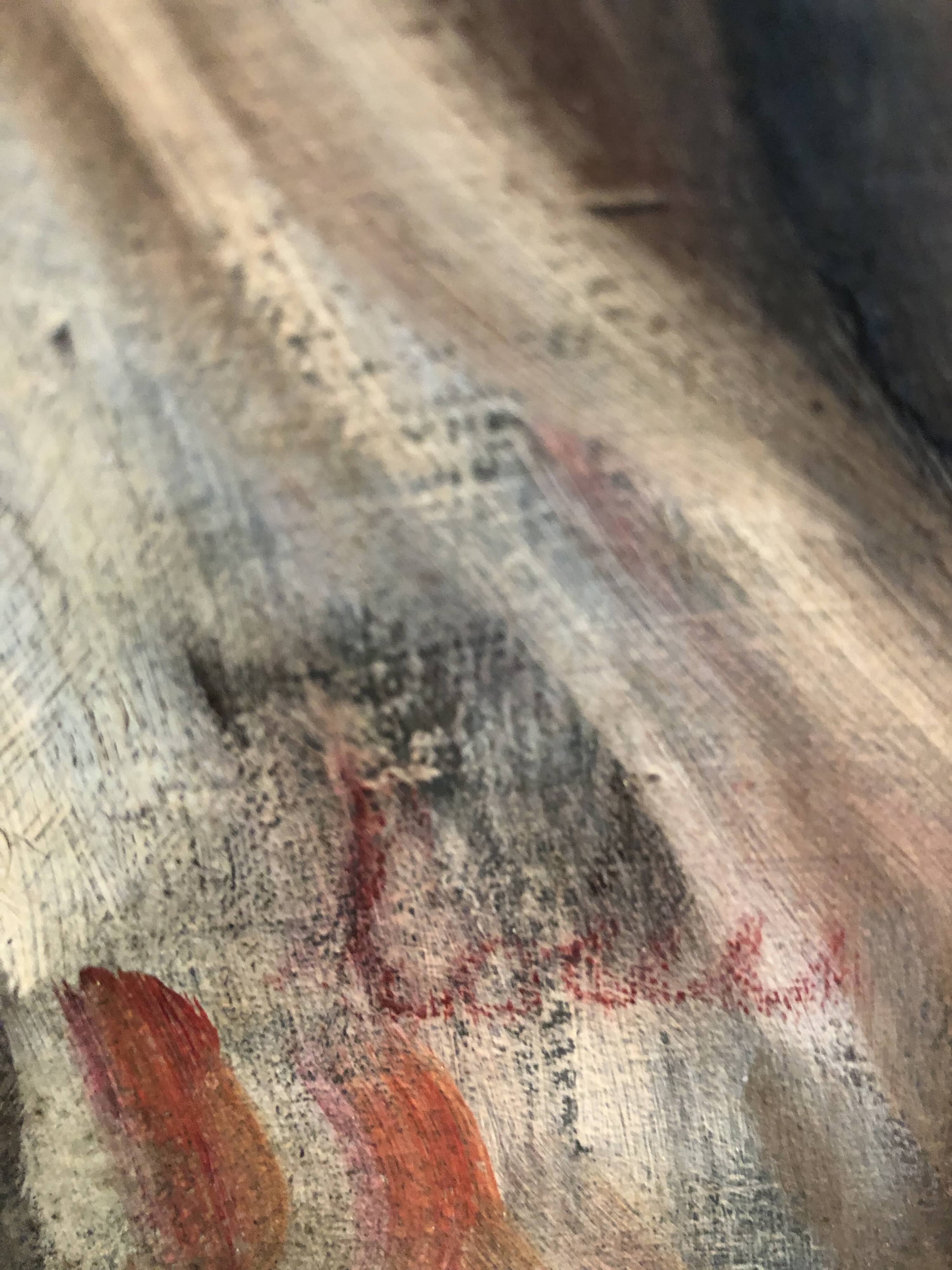 Melancholic female nude, in a sculpted baroque frame