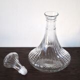 Scrolled glass wine decanter