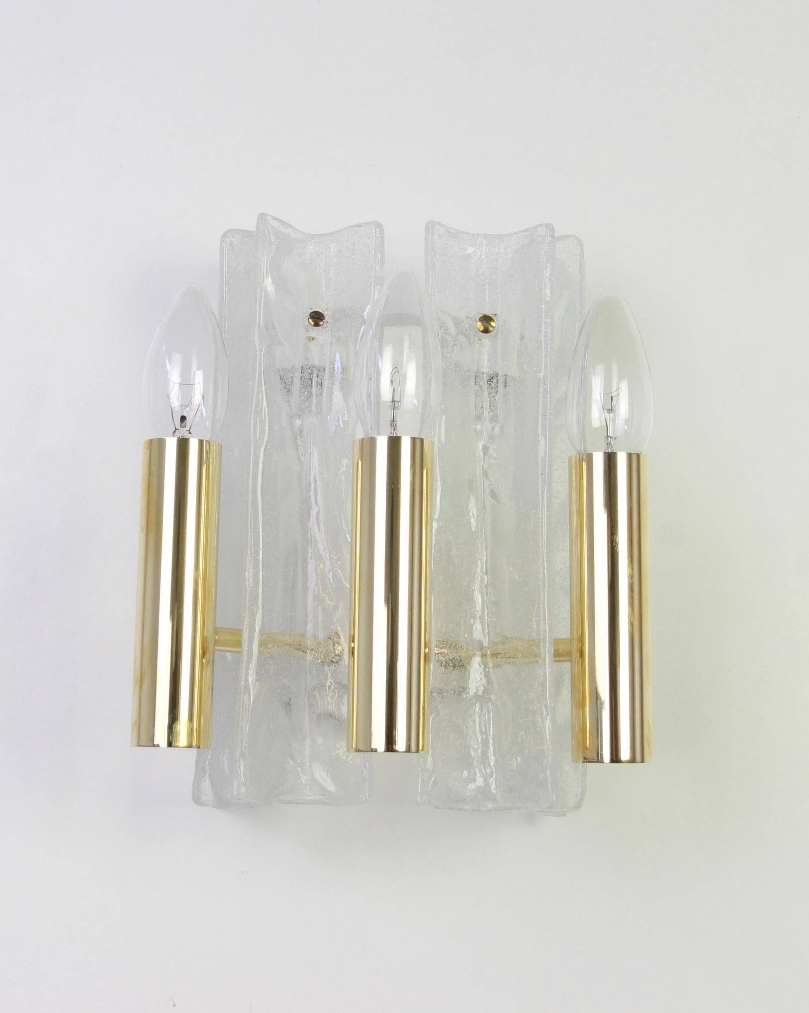 Pair of Murano glass wall lights by Kalmar, Model Lipizza, Austria, 1960s.