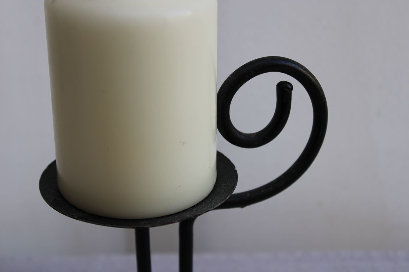 Set of 3 wrought iron candle holders