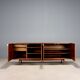 Vintage low sideboard in walnut veneer, Italian design, 1960s original