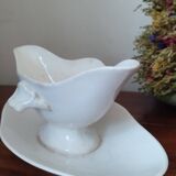 Gien opaque white porcelain gravy boat