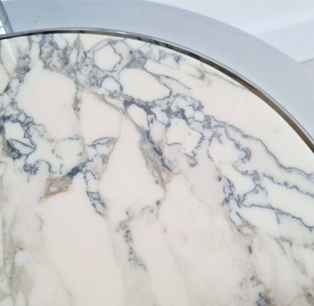 Marble and chrome side table, Italy 1970s