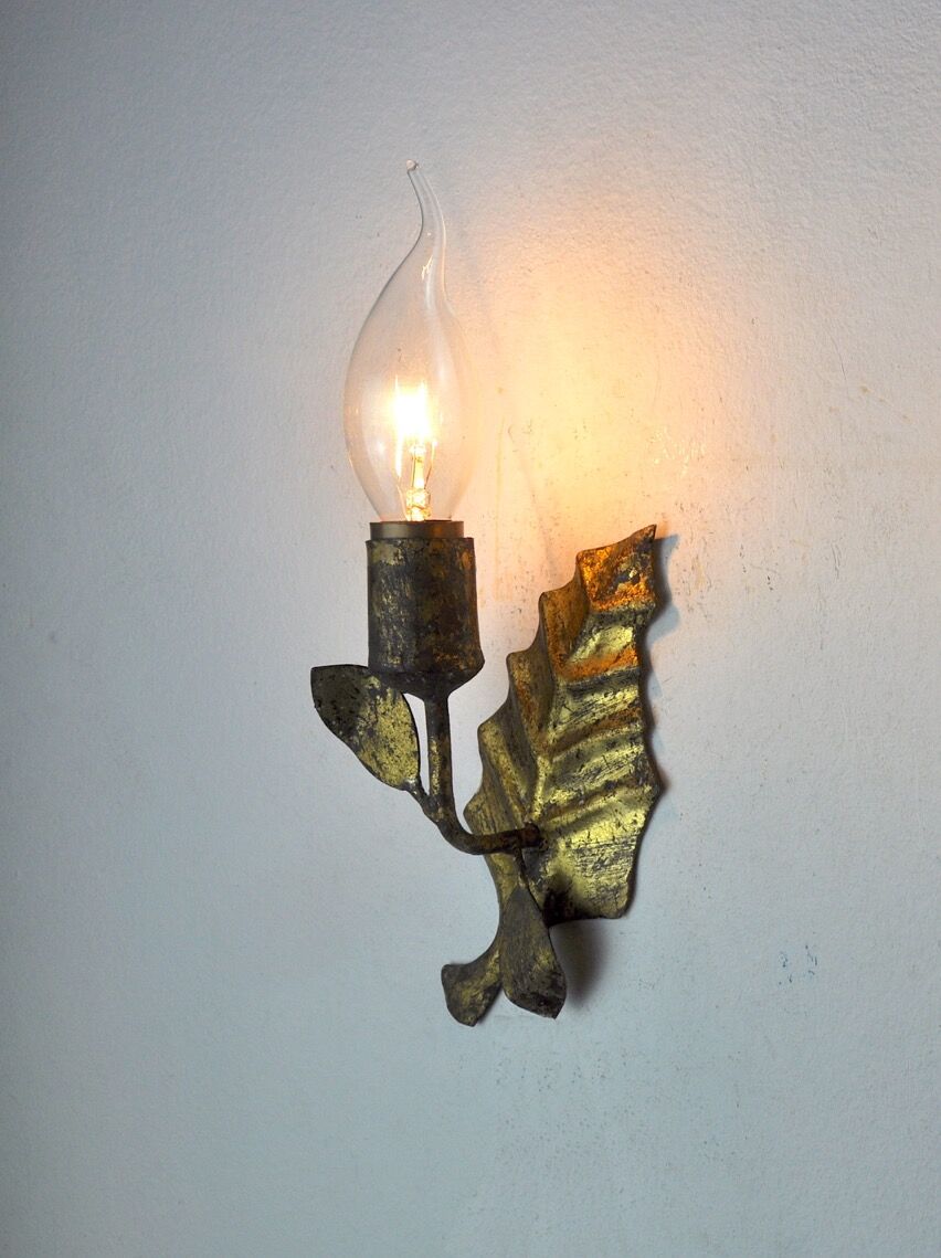 Pair of midcentury wall lamps "Leaves", Italy, 1970