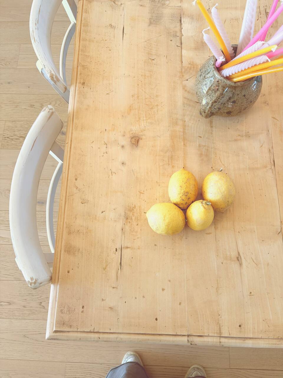 Art Deco sanded raw wood table