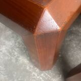 Pair of 1970s Checkered Parquet Side Tables — Warm Walnut Brown Wood, Geometric