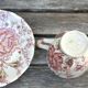 Pair of coffee cups in English earthenware Johnson Brothers Rose Chintz
