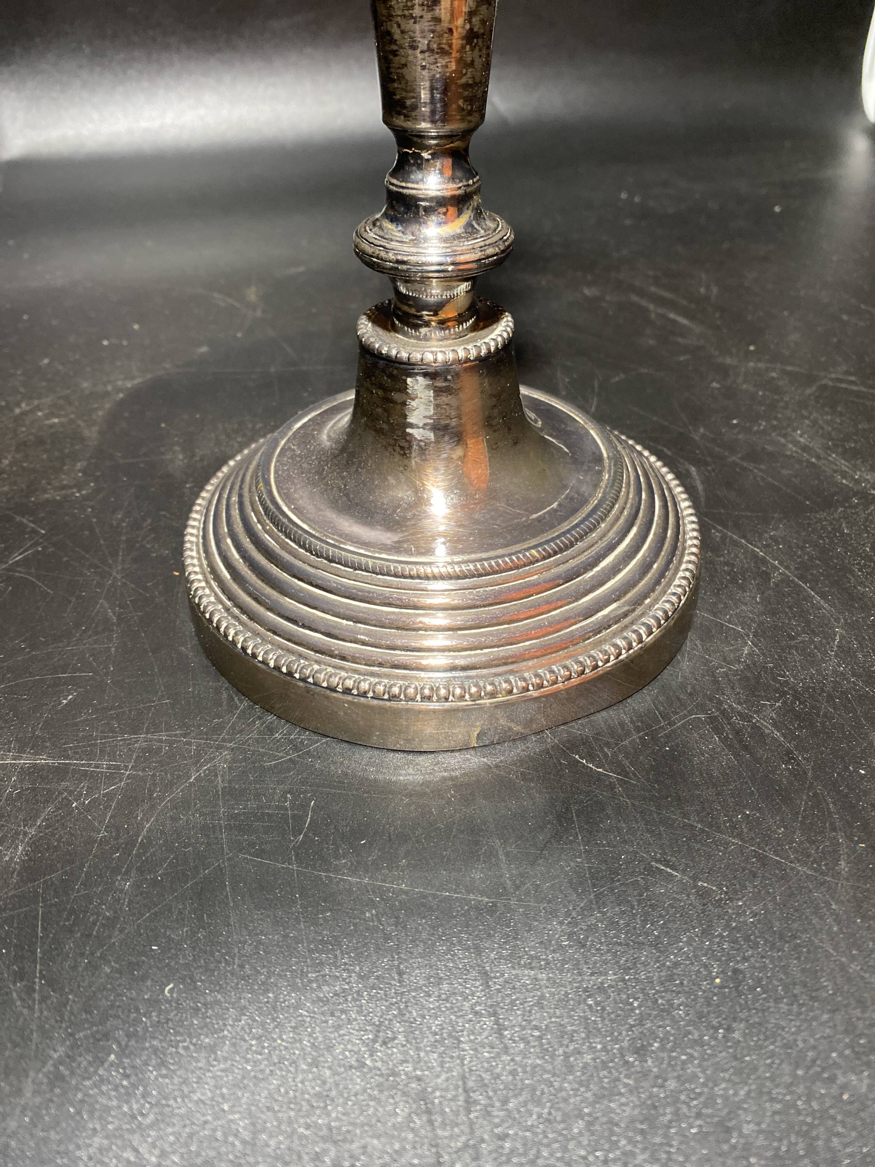 Silver metal candle holder