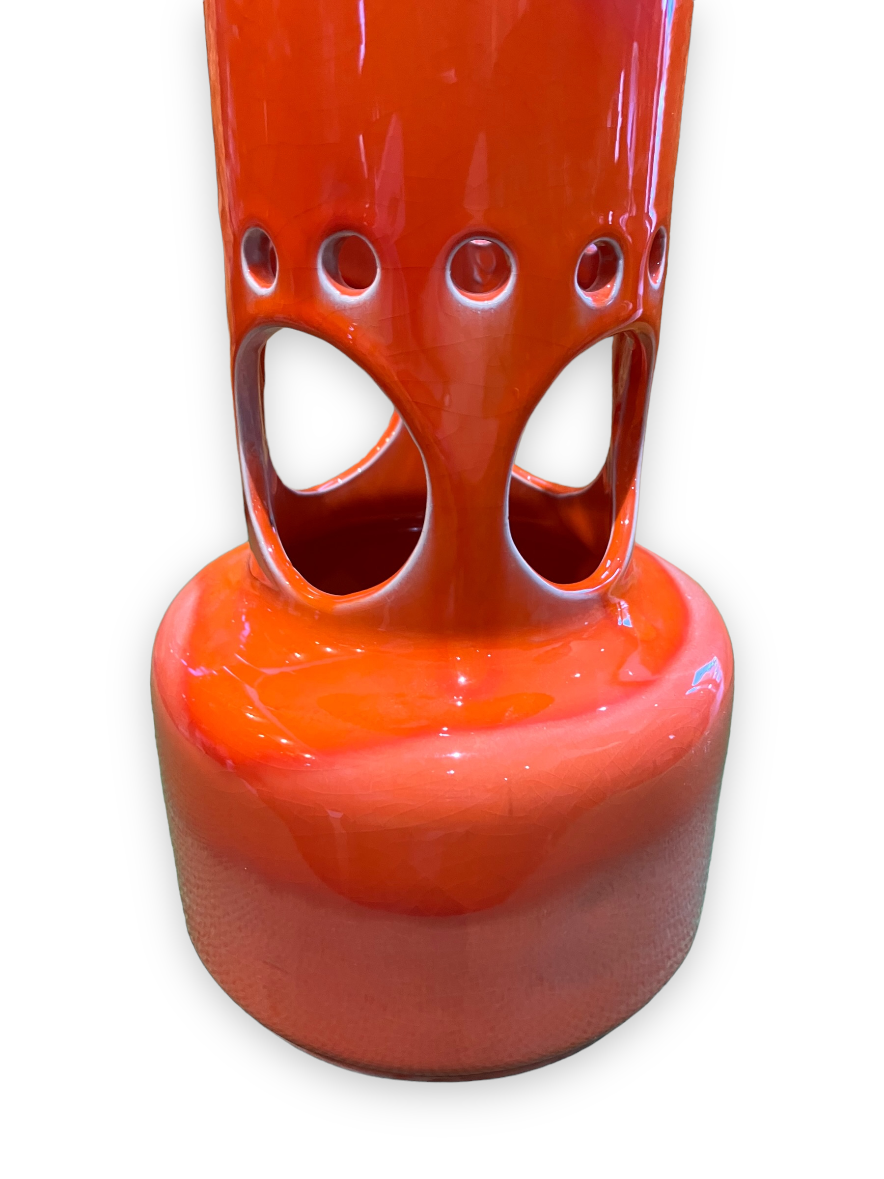 Vase ceramic glazed glazed orange, Pottery Of The Marais