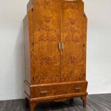 Cubist Art Deco wardrobe in heather wood, 1940s